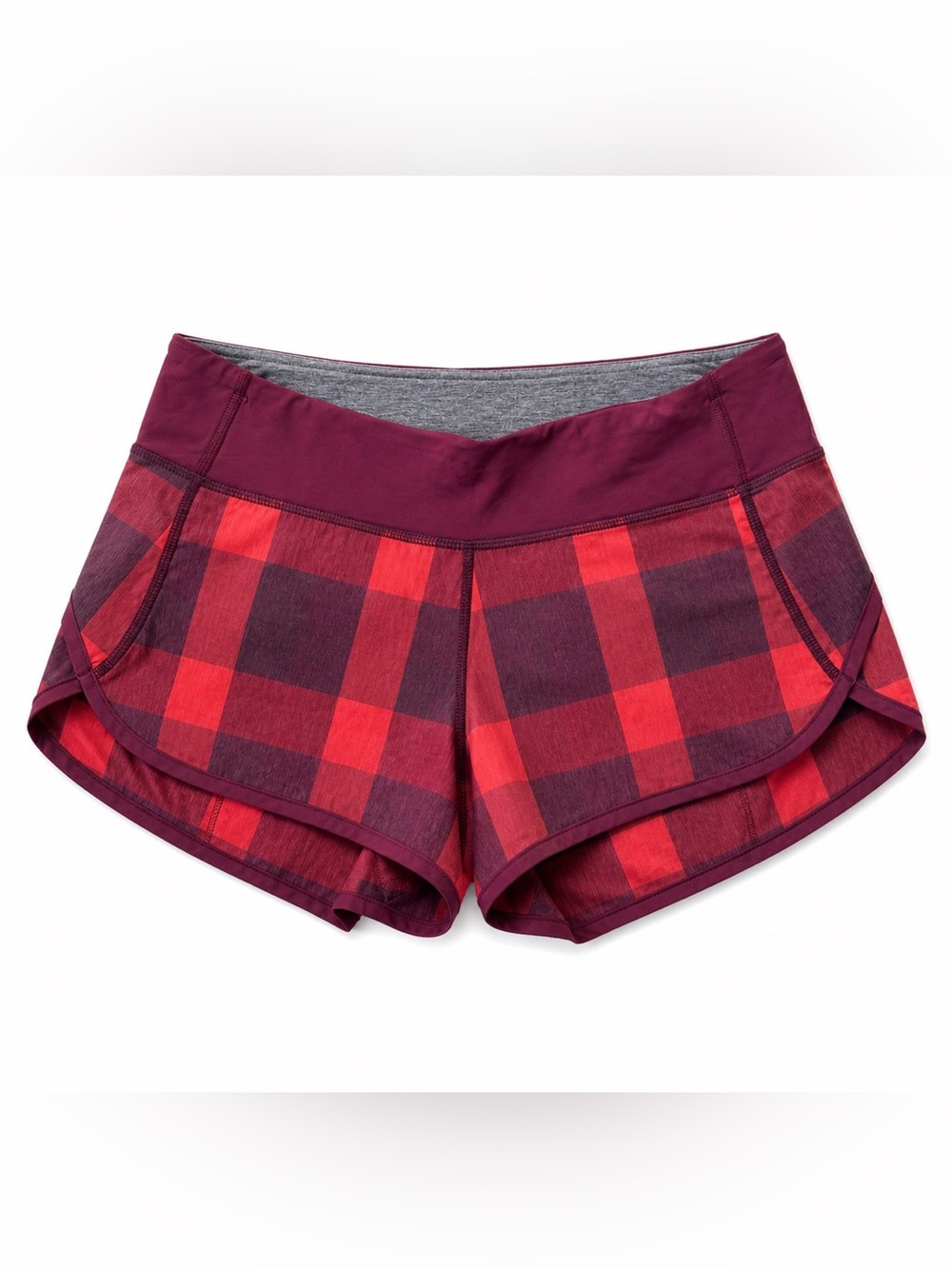 Lululemon Run Speed Shorts 3” in Red/Burgundy Checker Plaid Women’s Size 4